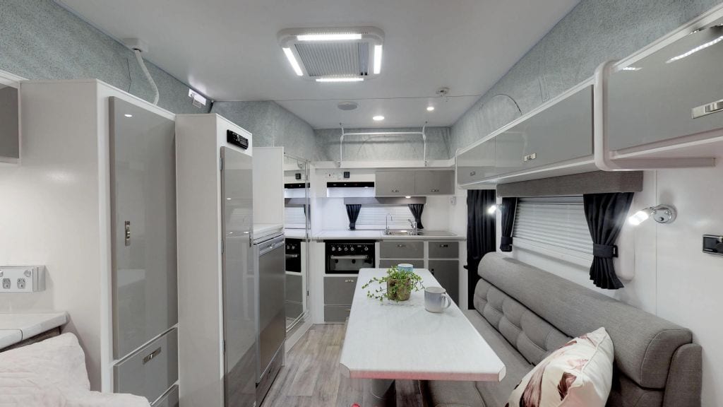 Micro 140 Paramount Caravan kitchen and living area