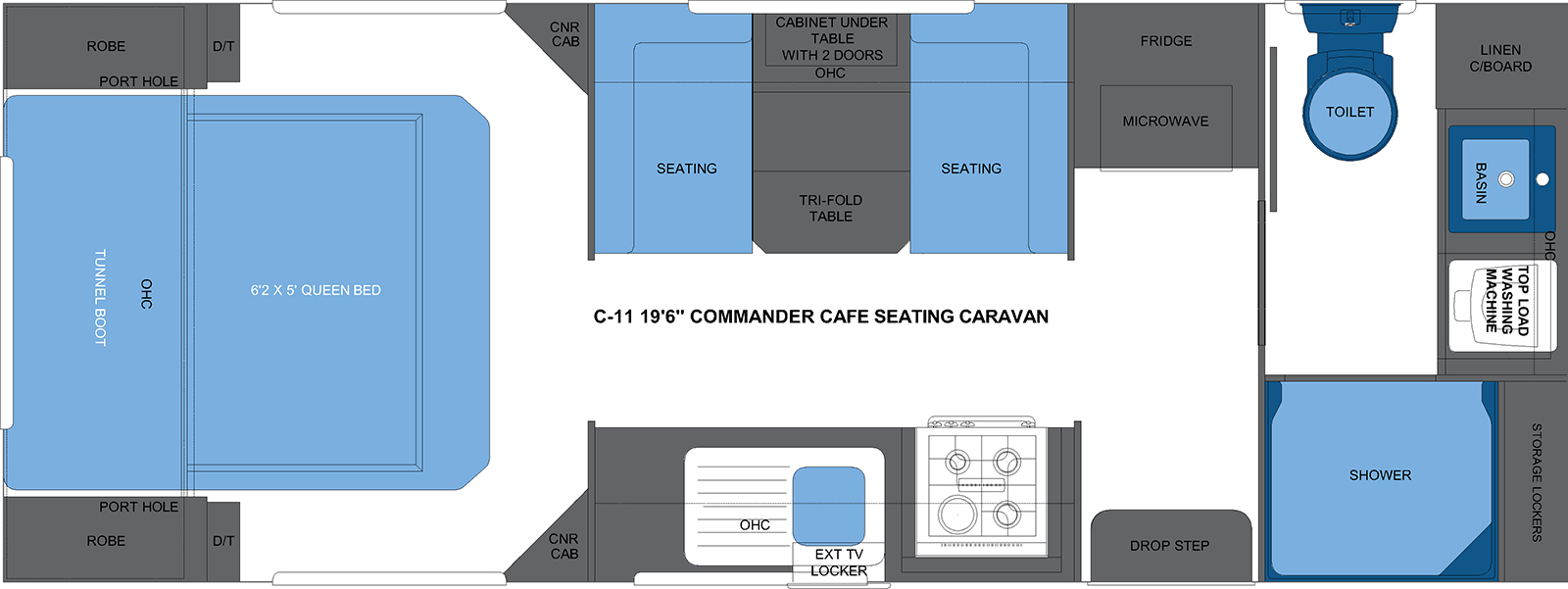 C-11 19'6 COMMANDER QB CAFE SEATING CARAVAN
