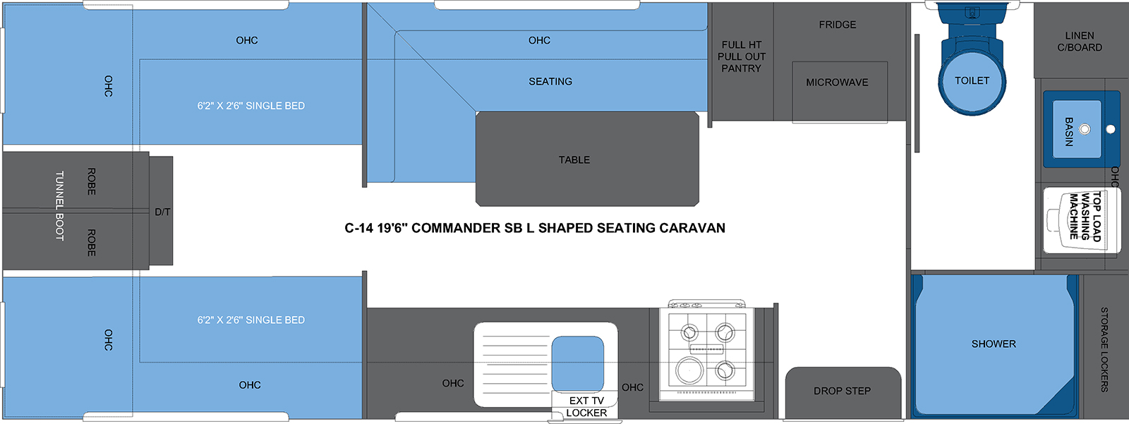 C-14 19'6 COMMANDER SB L SHAPED SEATING CARAVAN