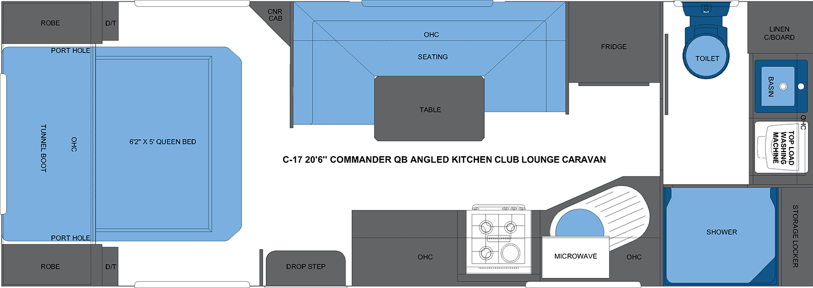 C-17 20'6 COMMANDER QB ANGLED KITCHEN CLUB LOUNGE CARAVAN