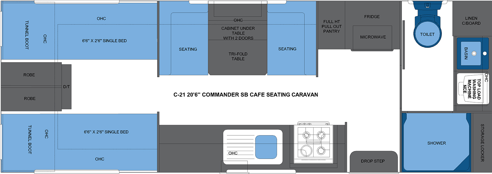 C-21 20'6 COMMANDER SB CAFE SEATING CARAVAN