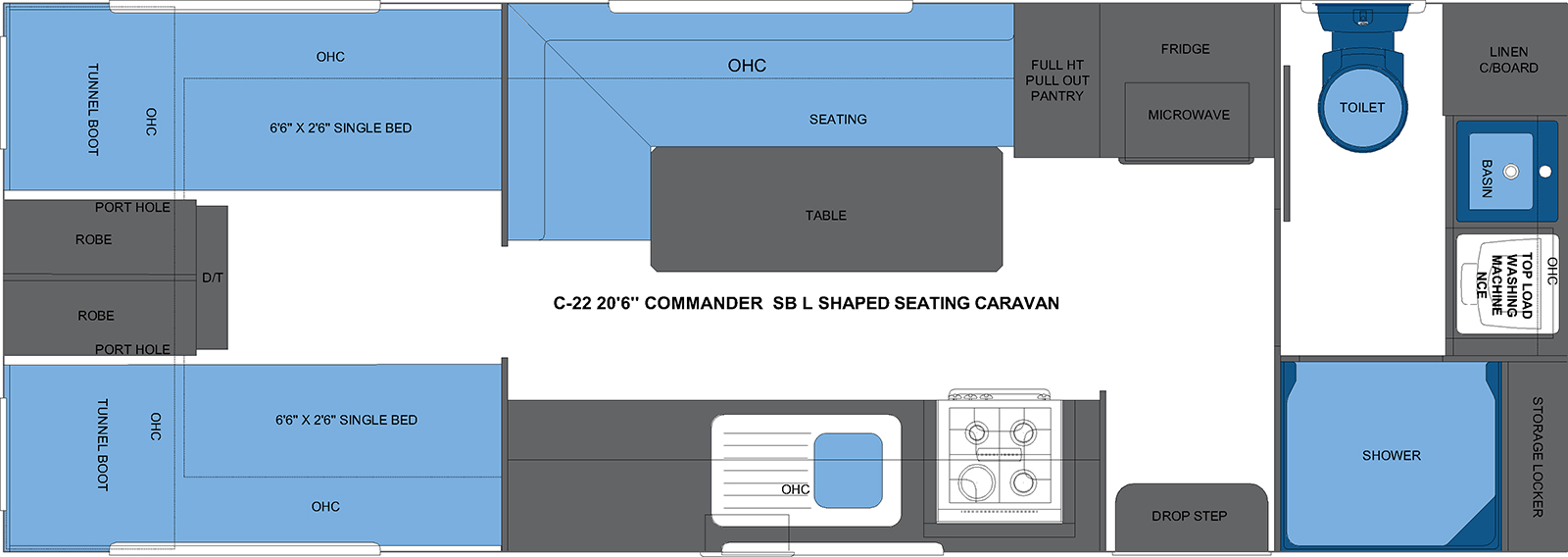 C-22 20'6 COMMANDER SB L SHAPED SEATING CARAVAN