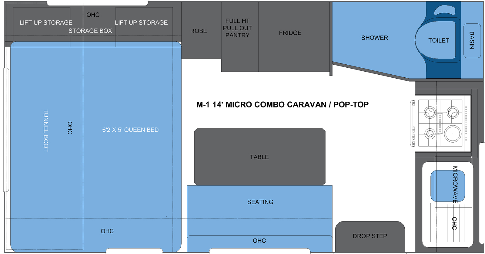 M-1 14' MICRO QB COMBO CARAVAN-POP-TOP