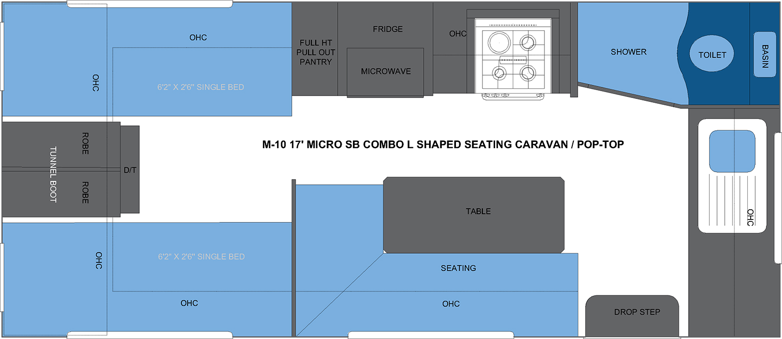 M-10 17' MICRO SB COMBO L SHAPED SEATING CARAVAN