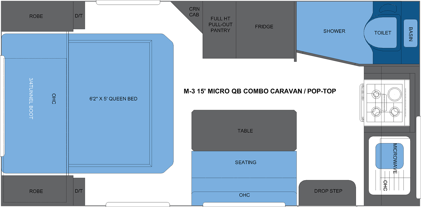 M-3 15' MICRO QB COMBO CARAVAN-POP-TOP