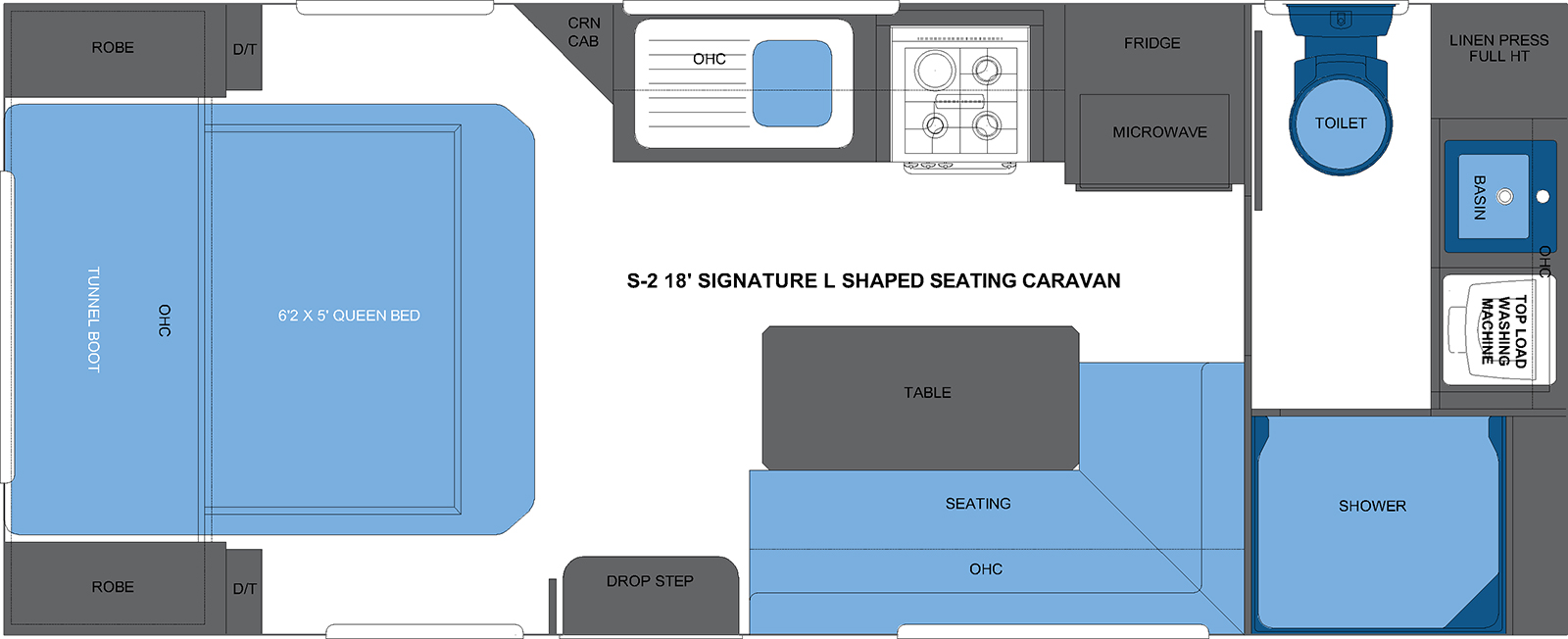 S-2 18' SIGNATURE QB L SHAPED SEATING CARAVAN