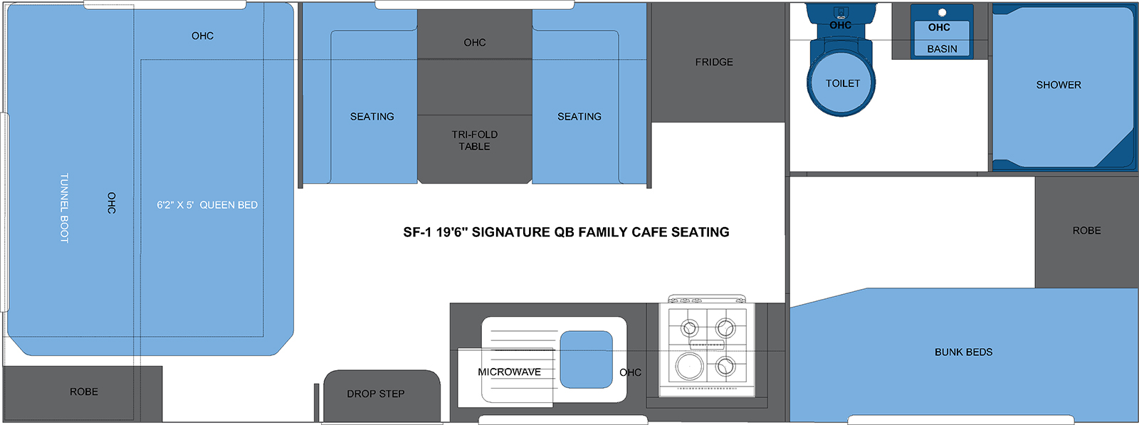 SF-1 19'6 SIGNATURE QB FAMILY CAFE SEATING CARAVAN