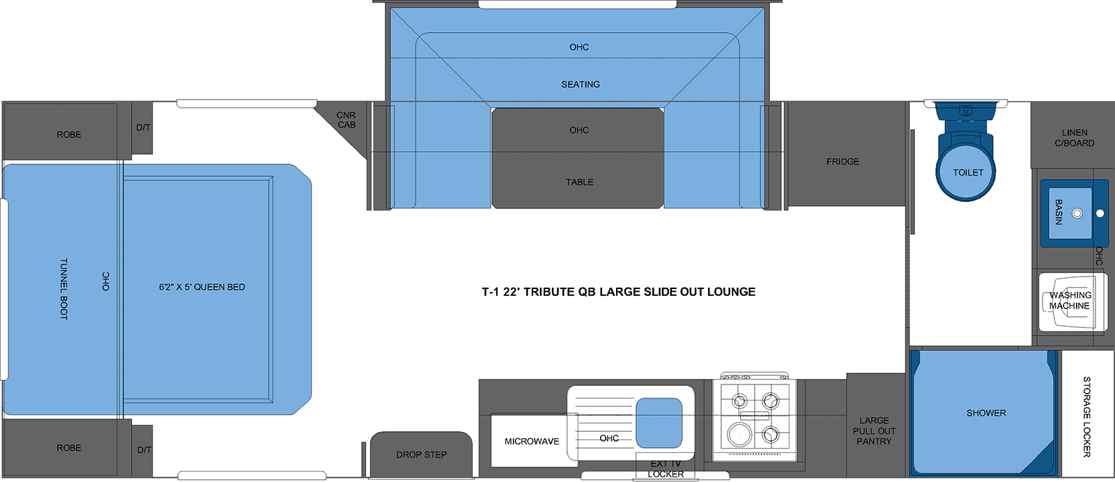 T-1 22' TRIBUTE QB LARGE SLIDE OUT LOUNGE