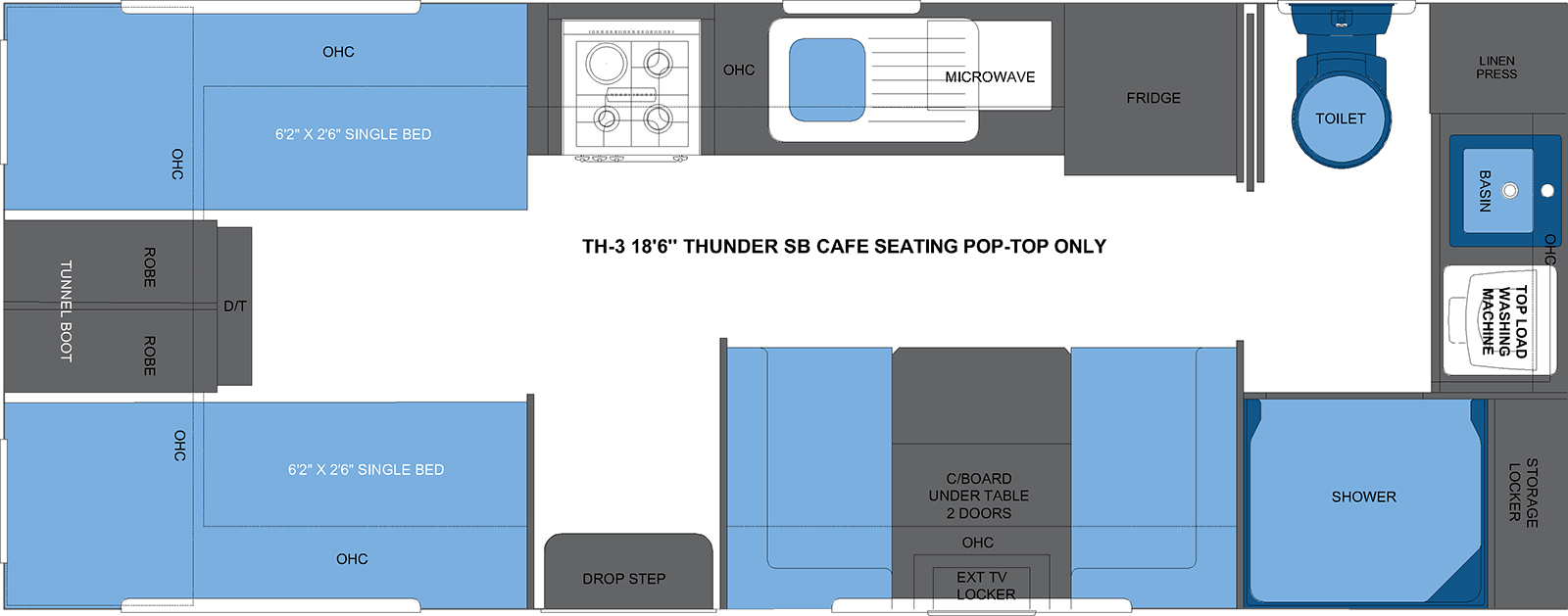 TH-3 18'6 THUNDER SB CAFE SEATING POP-TOP