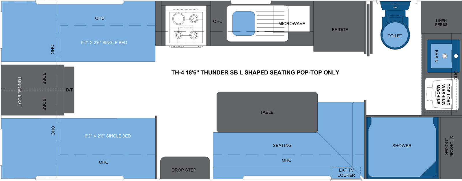 TH-4 18'6 THUNDER SB L SHAPED SEATING POP-TOP