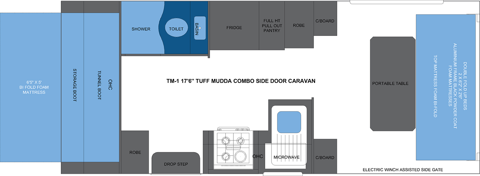 TM-1 17'6 TUFF MUDDA COMBO SIDE DOOR CARAVAN