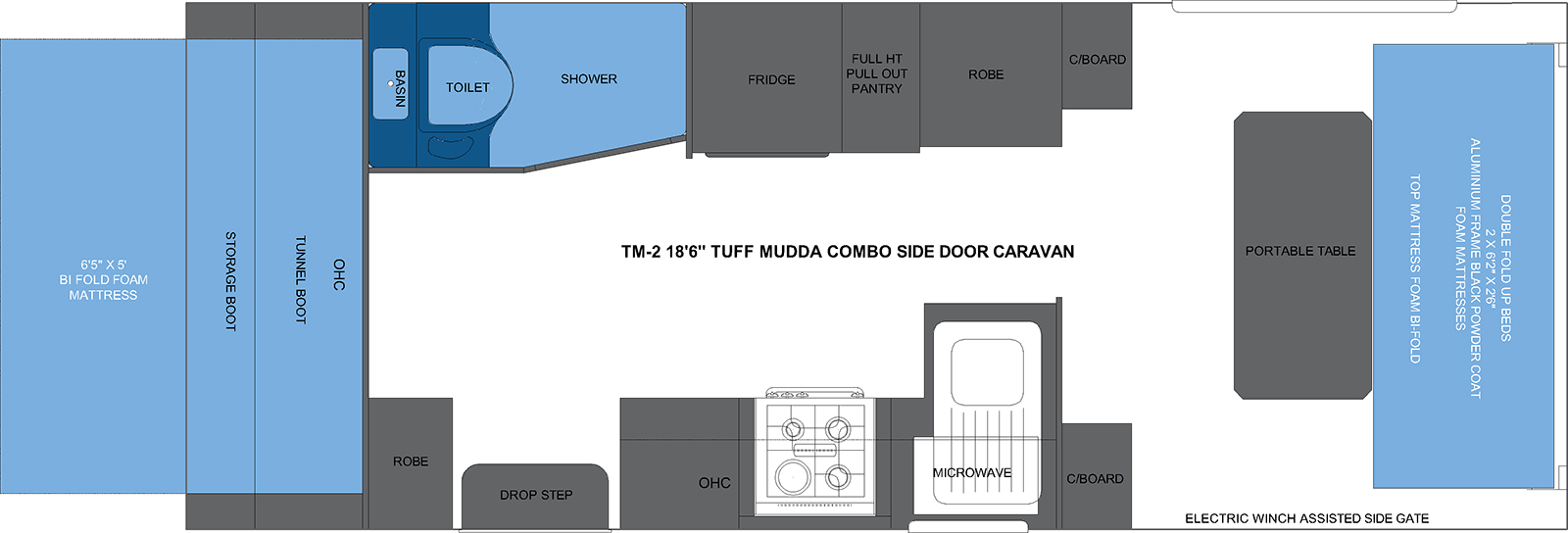 TM-2 18'6 TUFF MJUDDA COMBO SIDE DOOR CARAVAN