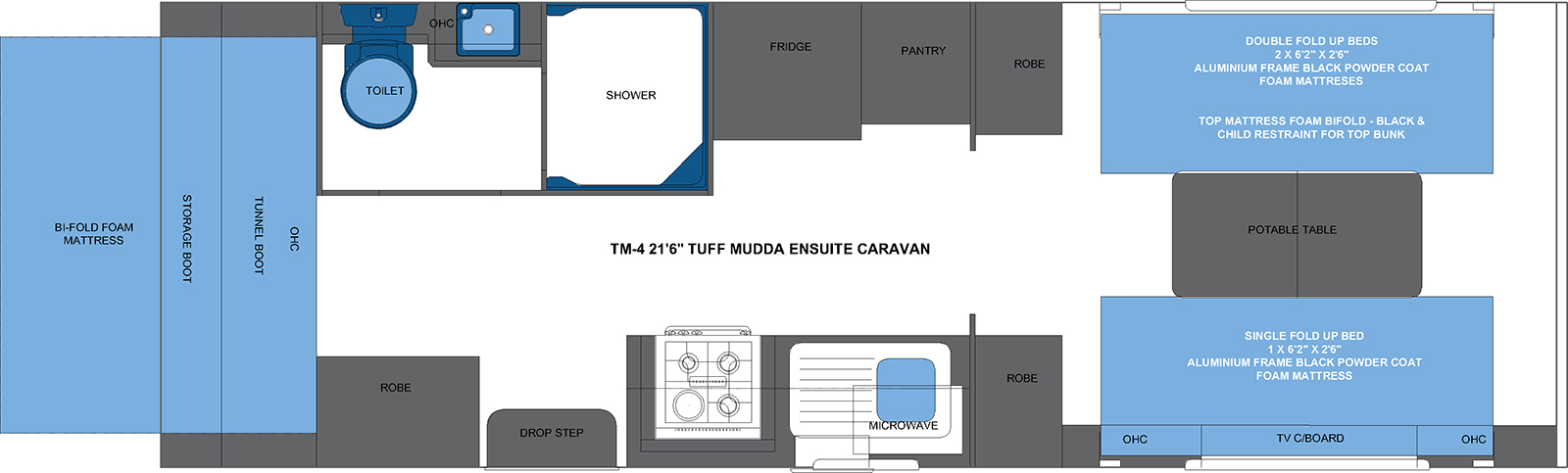 TM-4 21'6 TUFF MUDDA ENSUITE CARAVAN