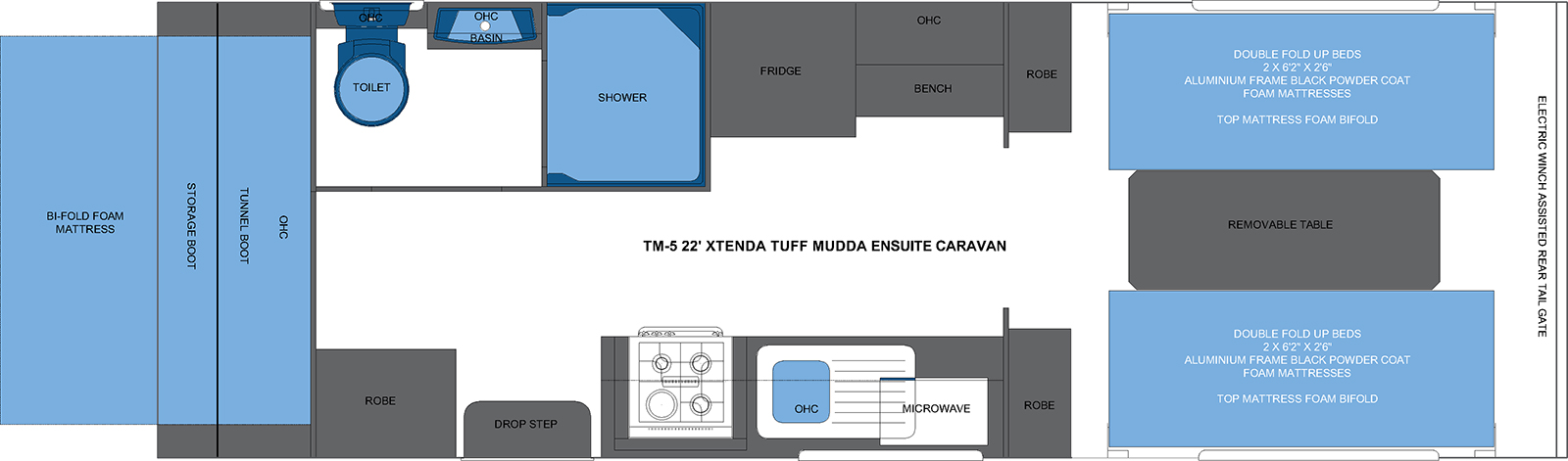 TM-5 22' XTENDA TUFF MUDDA ENSUITE CARAVAN
