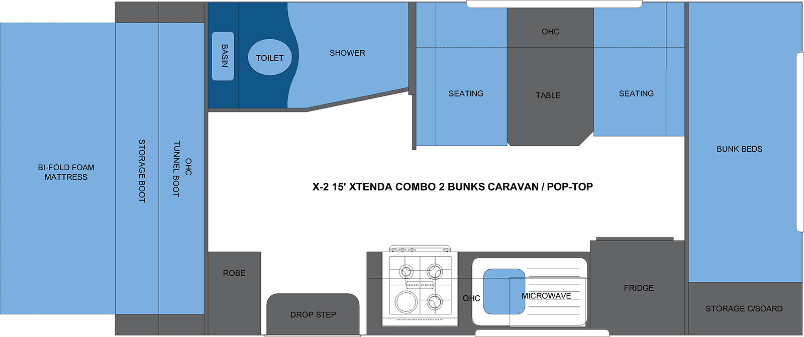 X-2 15' XTENDA COMBO 2 BUNKS CARAVAN