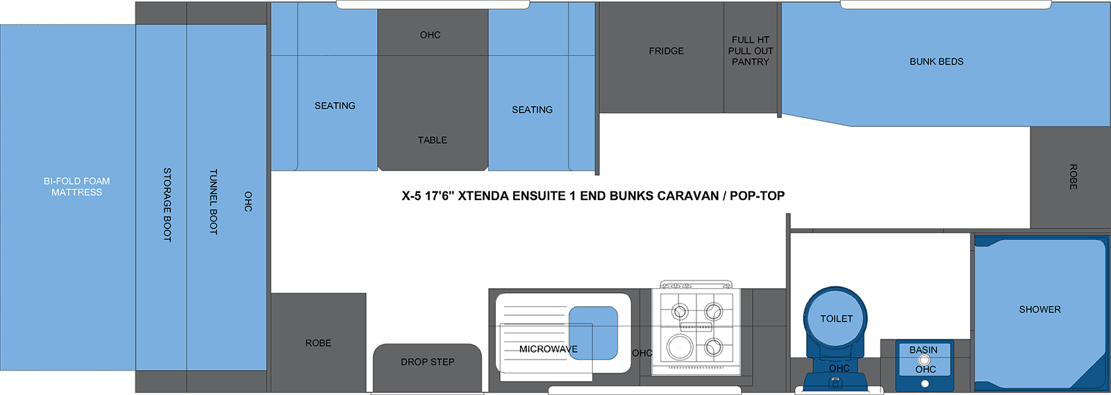X-5 17'6 XTENDA ENSUITE 1 END BUNKS CARAVAN