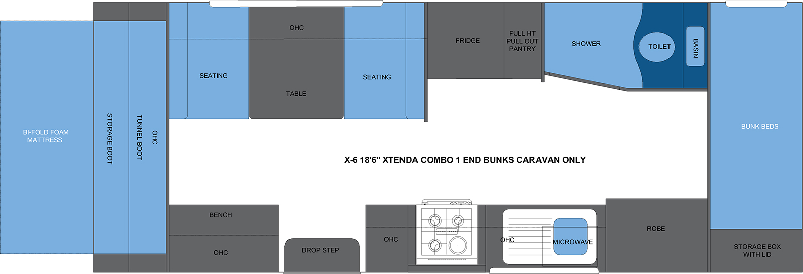 X-7 18'6 XTENDA COMBO 2 ENDS CARAVAN