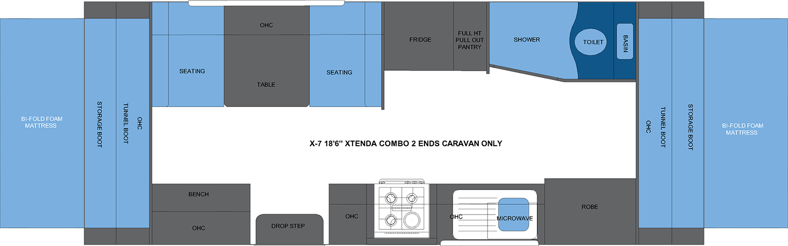 X-7 18'6 XTENDA COMBO 2 ENDS CARAVAN