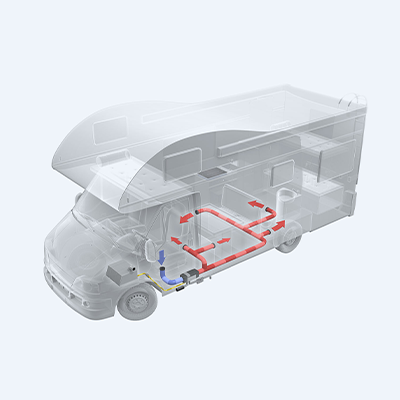 Circulation of a caravan diesel heater